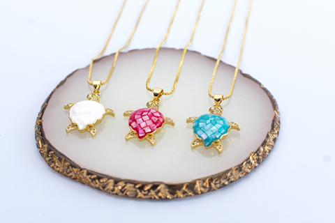 Golden Turtle Capiz Necklace