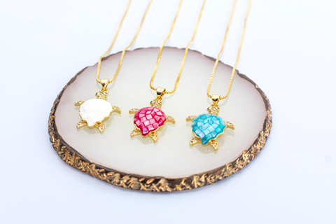 Golden Turtle Capiz Necklace