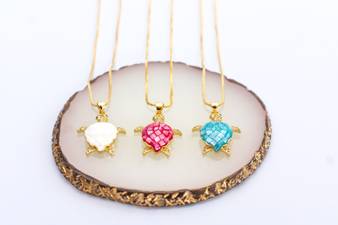 Golden Turtle Capiz Necklace