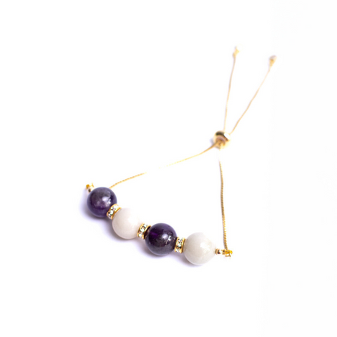 Jade & Amethyst Adjustable Minimalist Bracelet