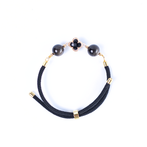Woven Four Leaf Clover Gemstone Bracelet