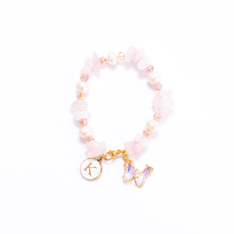 Golden Butterfly Rose Quartz Bracelet