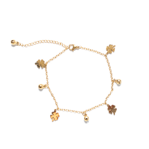 Golden Four Leaf Clover Anklet