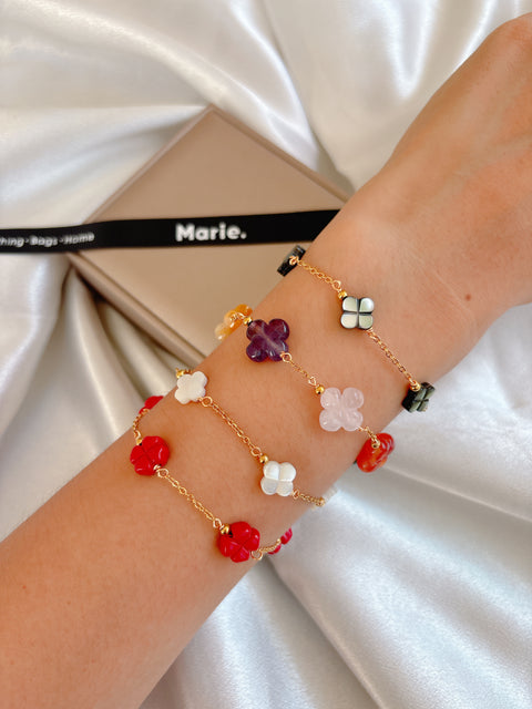 Cinnabar Four Leaf Clover Minimalist Bracelet