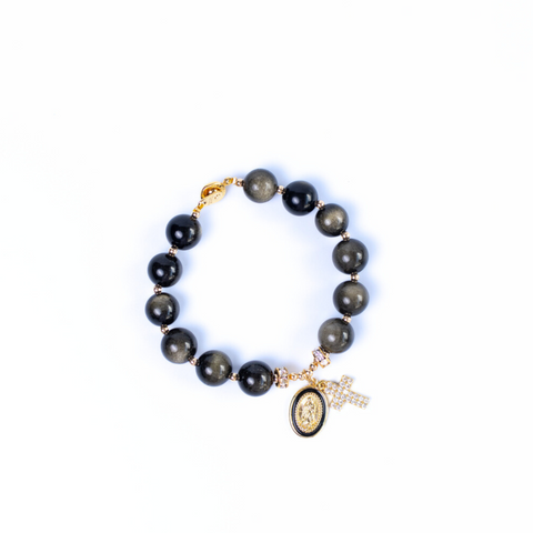 Golden Sheen Obsidian Faith Gemstone Bracelet
