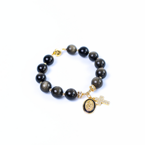 Golden Sheen Obsidian Faith Gemstone Bracelet