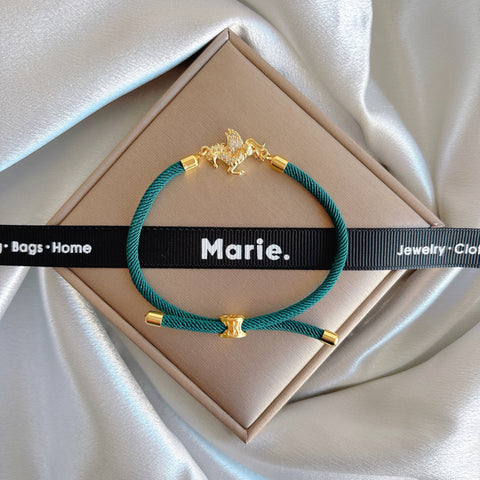 Lucky Color of the Year 2026: Winged Golden Horse Adjustable Bracelet