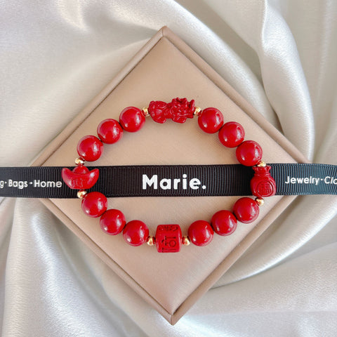 Si Zhusha Cinnabar Gemstone Bracelet