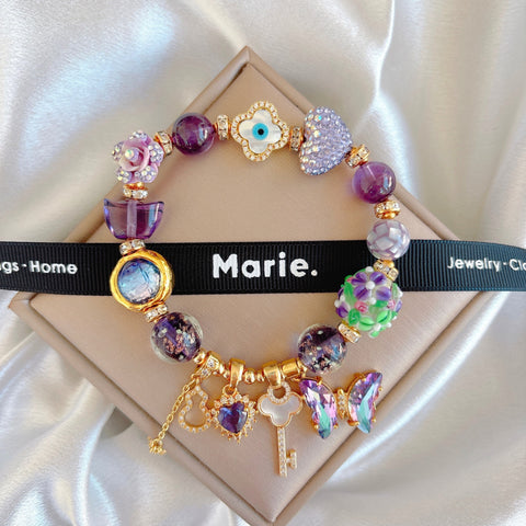 Zise Menjing Amethyst Charm Gemstone Bracelet