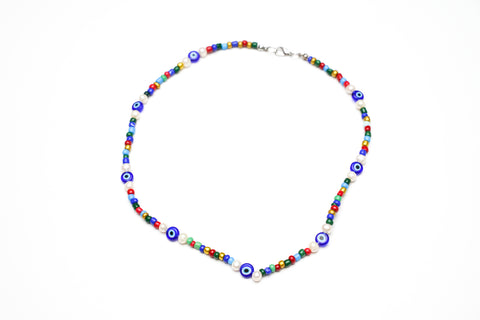 The Beaded Fresh-Water Pearled Evil Eye Choker/Necklace