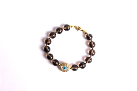 Smoky Quartz Evil Eye Bracelet