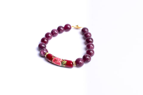 Garnet Minimalist Tensha Gemstone Bracelet