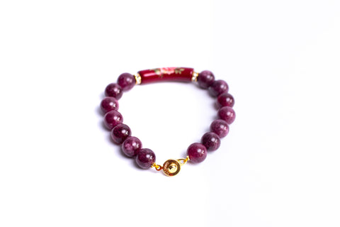 Garnet Minimalist Tensha Gemstone Bracelet