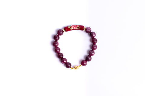 Garnet Minimalist Tensha Gemstone Bracelet