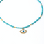 Aqua Blue Beaded Evil Eye Choker Necklace