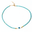 Faceted Aqua blue Beaded Evil Eye Choker Necklace