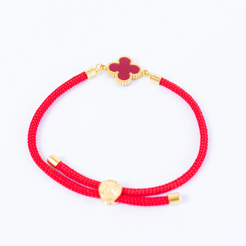 Woven Four Leaf Clover Adjustable Bracelet