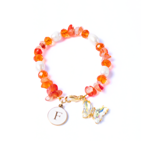 Golden Butterfly Red Agate Bracelet