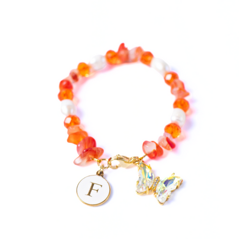 Golden Butterfly Red Agate Bracelet