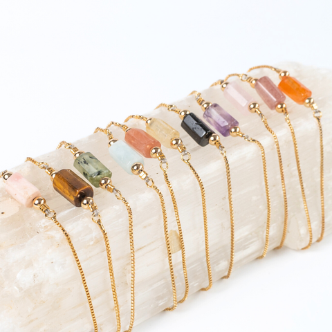 The Golden Adjustable Hexagon Gemstone Bracelet