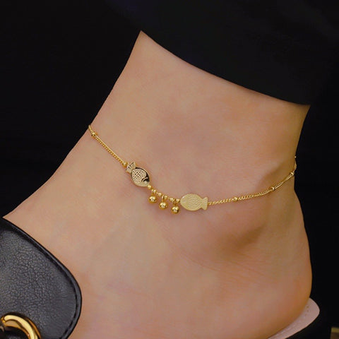 Golden Lucky Fish Anklet