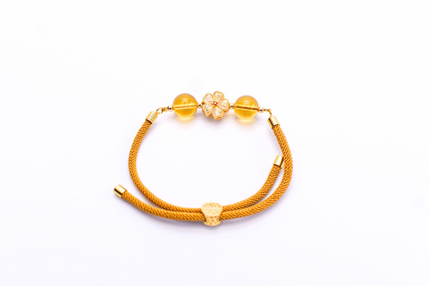 Woven Sakura Flower Gemstone Bracelet