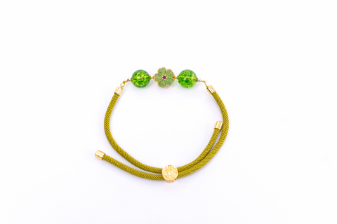 Woven Sakura Flower Gemstone Bracelet