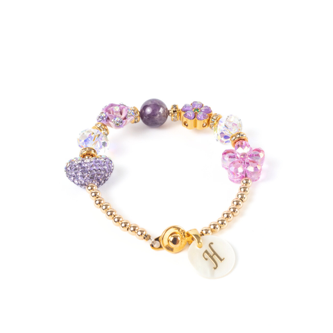 February (Amethyst) Charm Birthstone Bracelet