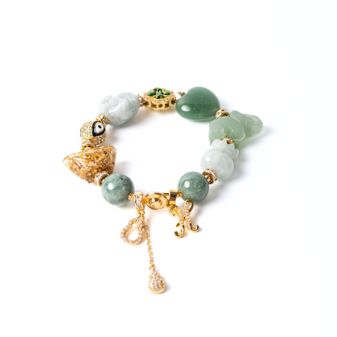 Lu Fu Jade & Burma Jade Charm Gemstone Bracelet