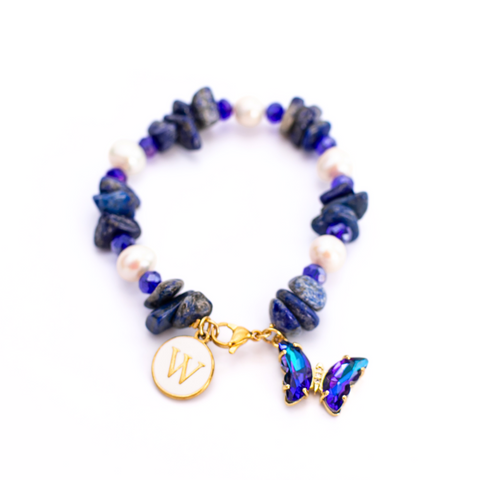 Golden Butterfly Lapis Lazuli Bracelet