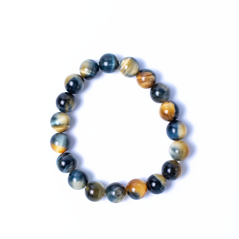 Yellow-Blue Tiger's Eye Gemstone Bracelet