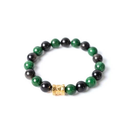 Emerald & Silver Sheen Gemstone Bracelet