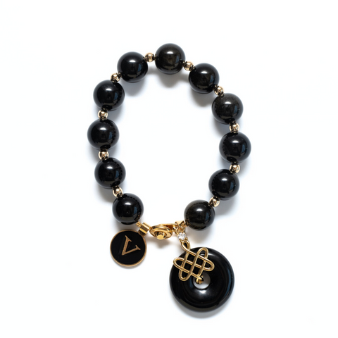 The Youya Silver Sheen Obsidian Gemstone Bracelet