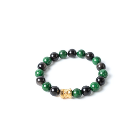 Emerald & Silver Sheen Gemstone Bracelet
