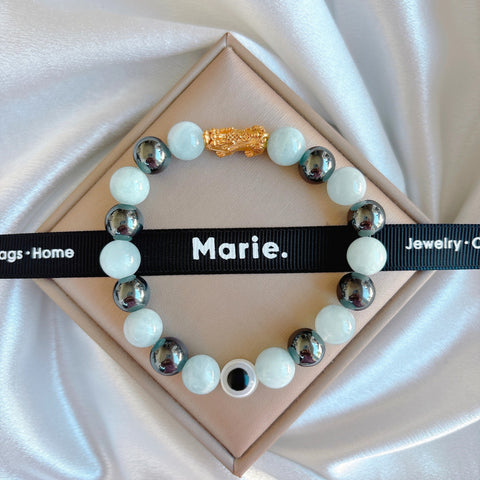 Aquamarine & Hematite Pixiu Bracelet