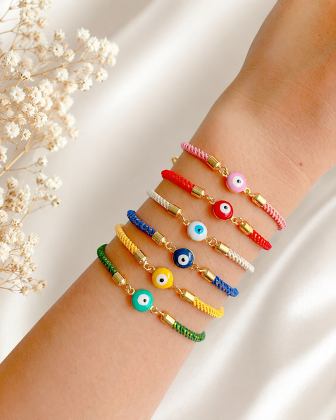 Golden Threaded Evil Eye Bracelet