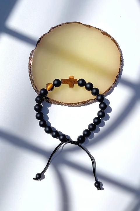 Matte Black Onyx Faith Gemstone Bracelet