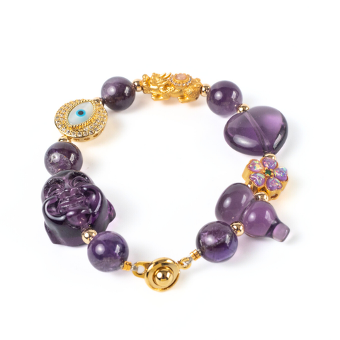 Yiyi Amethyst Charm Gemstone Bracelet