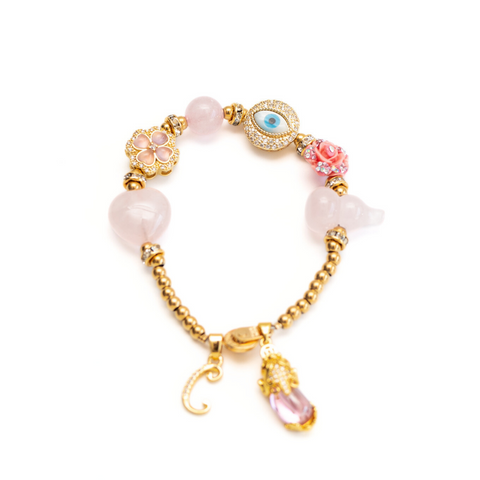 Dalihua Rose Quartz Charm Gemstone Bracelet
