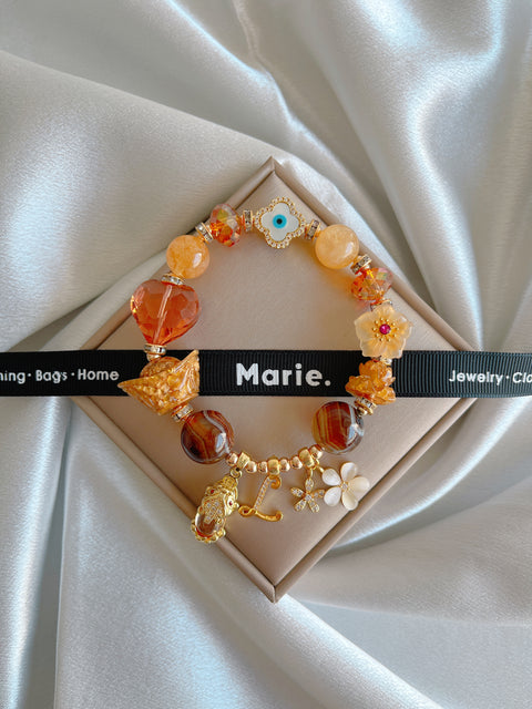 Ni Shi Brown Agate Charm Gemstone Bracelet