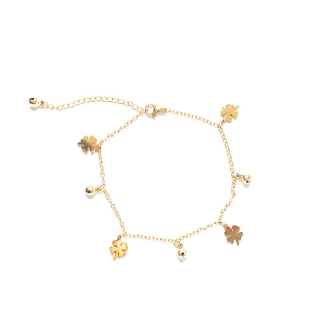 Golden Four Leaf Clover Anklet