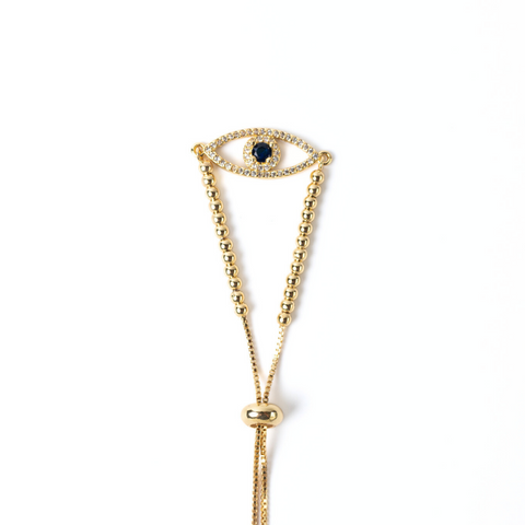 Golden Adjustable Evil Eye Minimalist Bracelet