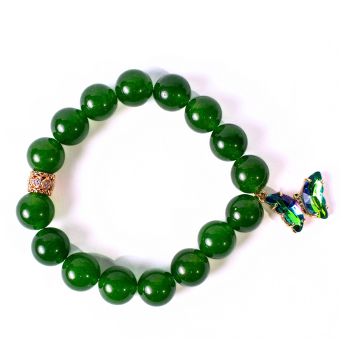 Dark Green Aventurine Butterfly Gemstone Bracelet