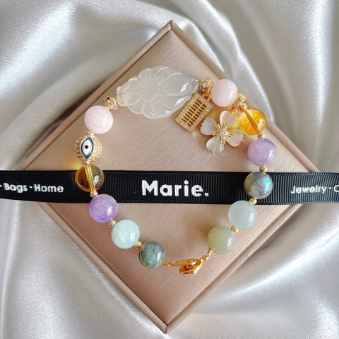 9 Tailed Fox Charm Gemstone Bracelet