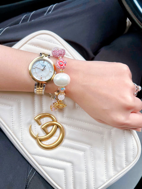 Rose Quartz Megui Charm Gemstone Bracelet