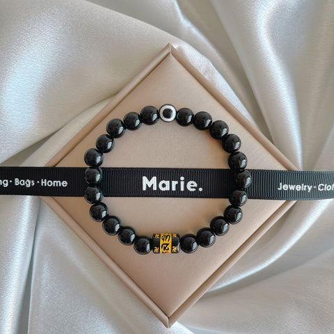 Black Obsidian Mantra Evil Eye Gemstone Bracelet