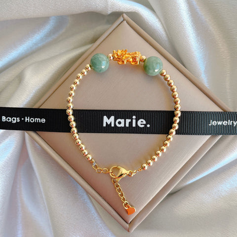 The Yulong 18K Golden Pixiu Gemstone Bracelet