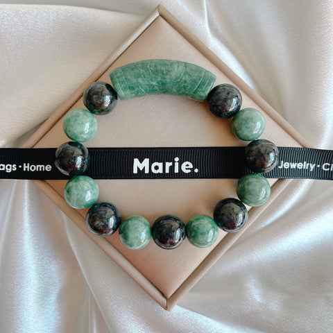 Burma Jade & Black Jade Ruyi Gemstone Bracelet