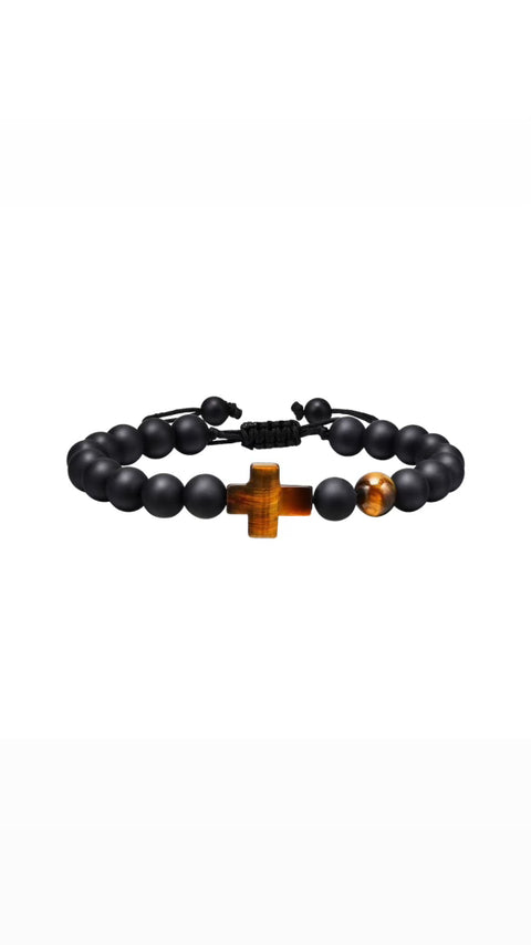 Matte Black Onyx Faith Gemstone Bracelet