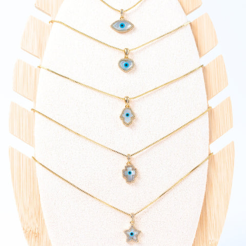 Diamond Encrusted Golden Evil Eye Necklace